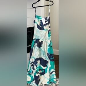 Christian Lacroix Blue and Green Patterned Dress Size Large